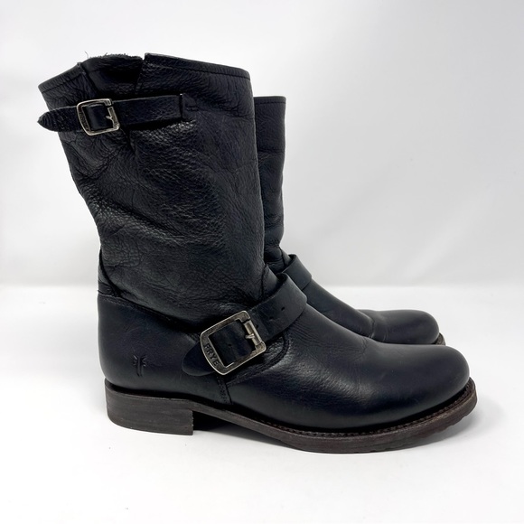 Frye Shoes Frye Veronica Short Black Leather Moto Boots Poshmark